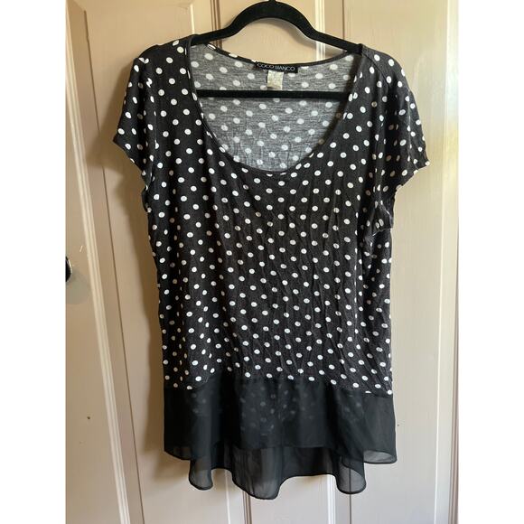 Coco Bianco Vintage 90s Polka Dot T Size L - Picture 1 of 7